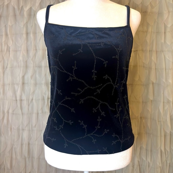 Harold's Black Velvet Scoop Neck Beaded Camisole | Women's Size Small - Picture 5 of 7